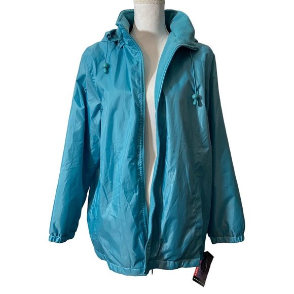 NEW TOTE Women Jacket Full Zip Rain Windbreaker Removable Hood Size Large Pocket - Picture 4 of 15